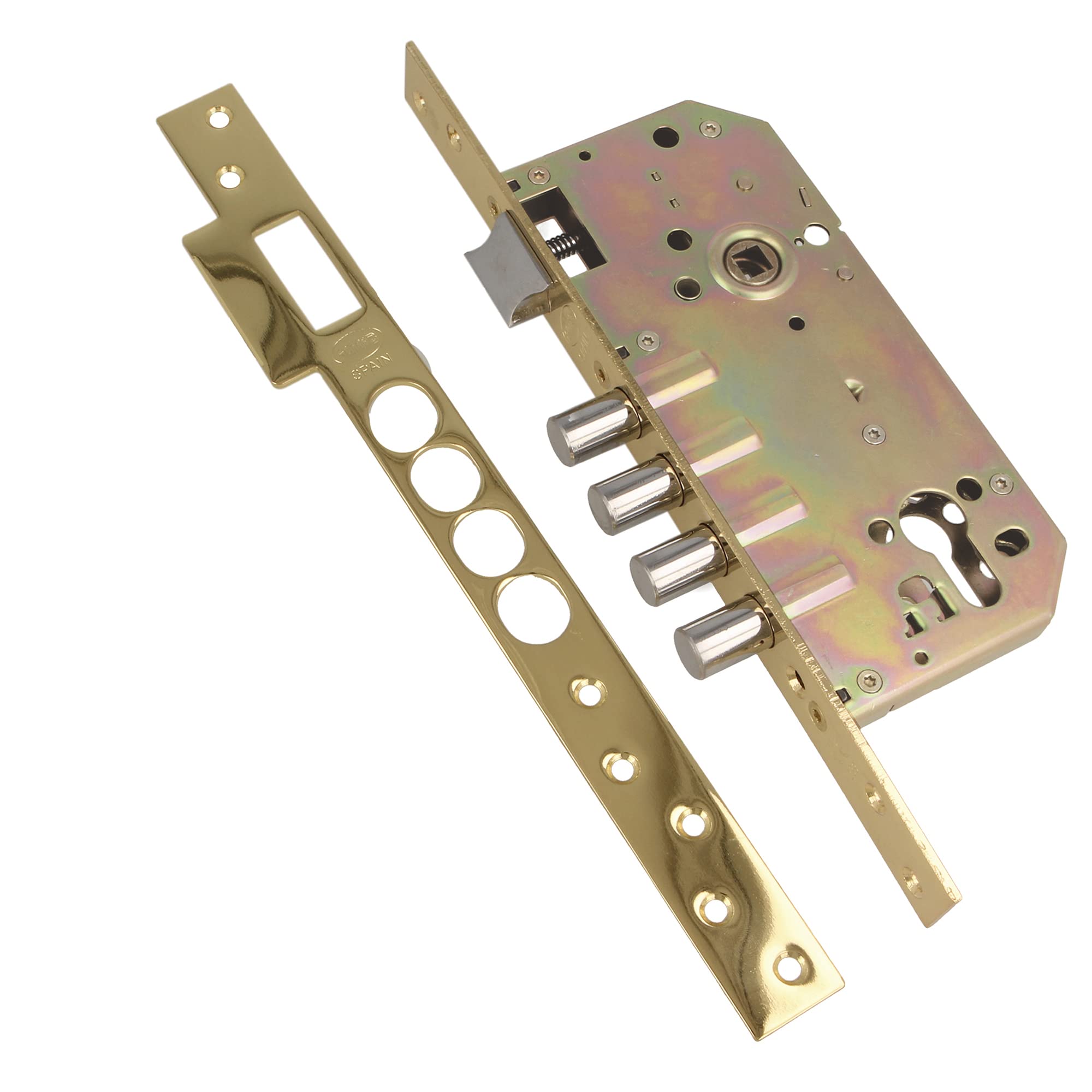 CERRADURA AMIG MOD.100 BASE LATONADO BARNIZADO RECTO/REDONDO